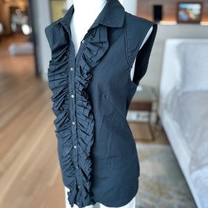 Alexander McQueen Sleeveless Ruffle Button Down